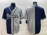 Men's Dallas Cowboys Blank Navy Blue Grey Two Tone With Patch Cool Base Stitched Baseball Jersey,baseball caps,new era cap wholesale,wholesale hats